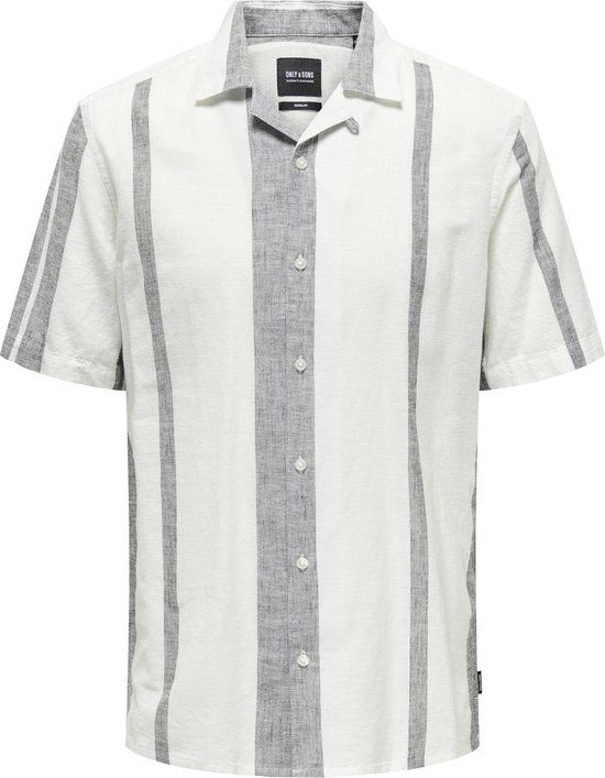 ONLY & SONS ONSCAIDEN LIFE STRIPE LINEN RESORT NOOS Men's Shirt - Size XL - Cloud Dancer