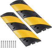 VEVOR 100cm Kabelbeschermer, 2-Kanaals Rubberen Kabelbeschermer, Zwart/Geel, 2-Pack