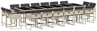 vidaXL 17-delige Tuinset met Kussens, Poly Rattan, Lichtgrijs