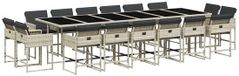 vidaXL 17-delige Tuinset met Kussens, Poly Rattan, Lichtgrijs