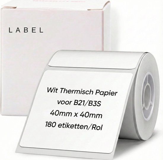 NIIMBOT Labelprinterrol voor B21/B1/B31/B4 - 40x40mm - 180 Labels - 1 rol - Wit