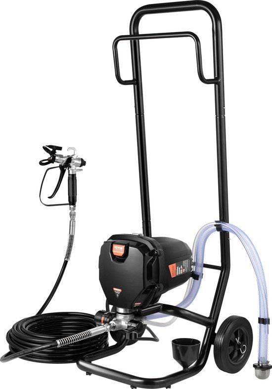 VEVOR Oprolbaar Airless Verfspuit, 750 W, 3000 psi, Hoog Rendement Elektrisch Spuitapparaat, Verfspuiten Spuitverfmachine Hogedruk Airless Verfspuitsysteem met 7.6 m Slanglengte
