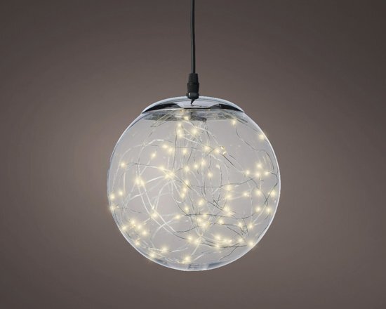 KSD Micro LED bal | ? 30 cm | 140 lampjes | Voor binnen en buiten | Transparant | Warm wit | Kerstdecoratie | 220V