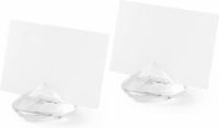 Santex Naamkaartjes houders diamant vorm - set van 20x - transparant - voor bruiloft tafelschikking