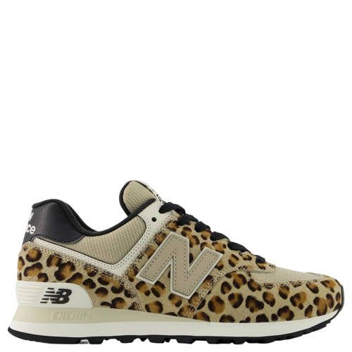 New Balance 574 sneakers met panterprint - camel/zwart