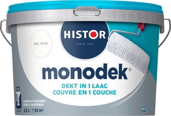 Histor Monodek Muurverf - Ral 9016 - 2,5 liter - Wit