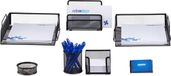 Merkloos Relaxdays bureau organizer, set van 7, metaal, met pennenhouder, memobox, brievenbak, visitekaartjeshouder, zwart