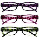Leesbril OPULIZE Leesbril Purper Roze Groen Lichtgewicht Comfortabel Lezers Waarde 3 Stuks Mannen Vrouwen RRR32-546 +2,50