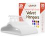 Campior Premium fluwelen antislip hangers voor kleding - robuuste kleerhangerset met 360° draaibare haak, lichtgewicht, luxe fluwelen afwerking, veelzijdige hangers voor elke kast, 20 stuks, wit