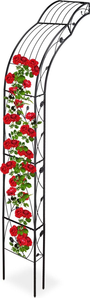 Relaxdays Rozenboog Muur - Klimplantenrek - Plantensteun - Tuinboog - Decoratie - Metaal
