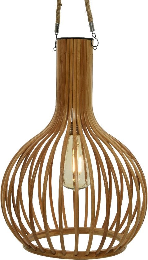 Lumineo Tuinverlichting - solar - hanglamp - bamboe - 28 cm - tuinlamp