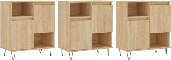 vidaXL Dressoirs 3 st bewerkt hout sonoma eiken