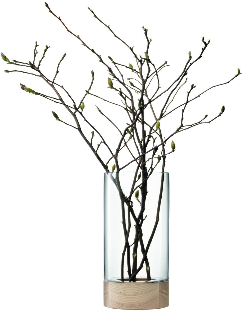 L.S.A. Lotta Vaas of Lantaarn Groot - Met Houten Voet - 62 cm - Transparant