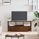 Maison Exclusive - meuble TV, marron, aspect chêne, 102x33x45 cm, matériau : panneau de particules et métal