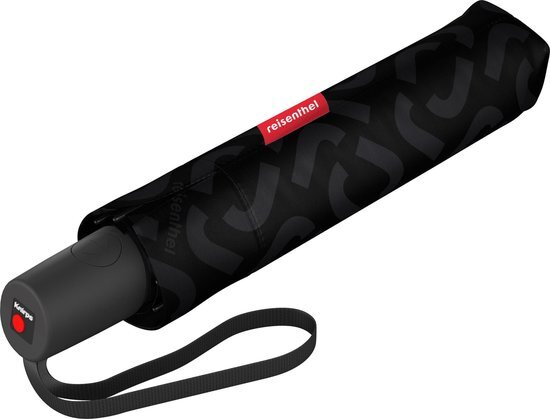 Reisenthel Umbrella Pocket Duomatic Opvouwbare Paraplu - ø 97 cm - Signature Black Hotprint Zwart