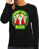 Bellatio Decorations Shoppartners Bv Foute Kersttrui / sweater - oud en nieuw / nieuwjaar trui - happy new beer / bier - zwart voor dames - kerstkleding / kerst outfit XL