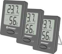 Bresser Temeo Thermo- en Hygrometer – Set van 3 - Grijs