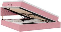 vidaXL lit plateforme LED avec matelas Rose 180 x 200 cm Velours