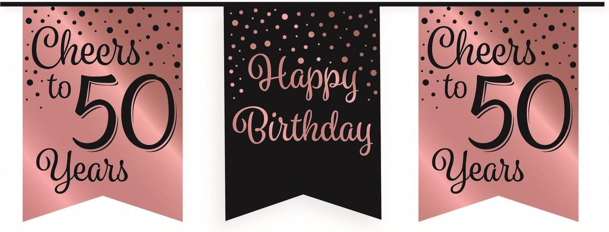Paper Dreams Party Flag Banner Rose/Black - 50 - 8716764181269