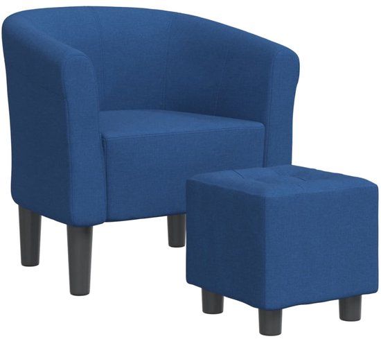 vidaXL Kuipstoel met voetenbank stof blauw