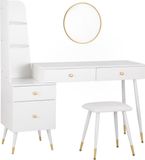 Happyment Schminktafel Diva – Avec miroir et tabouret – Blanc – Pour enfants et adultes – Table de maquillage