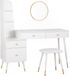 Happyment Schminktafel Diva – Avec miroir et tabouret – Blanc – Pour enfants et adultes – Table de maquillage
