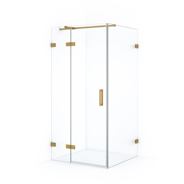 Maxaro Douchecabine Diamond 100x100cm 8mm Helder Veiligheidsglas Goud met Draaideur