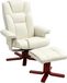 HOMCOM Relaxsessel mit Hocker - Kunstleder, Holz - 84B x 84T x 104H cm - Cremeweiß