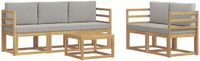vidaXL - Buiten - bank - set - 6 - st - Wit - en - Lichtgrijs - Polyester