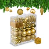 Merkloos / Sans marque Relaxdays Kerstballen, set van 110, kunststof, onbreekbaar, goud