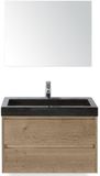 BES LED Dante Natuur Eiken Badmeubelset 80 cm met Wit Lucca Hardsteen Wastafel en Spiegel