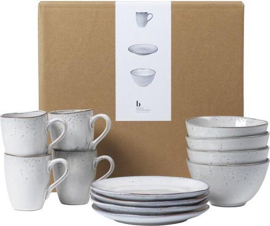 Broste Copenhagen Nordic Sand Ontbijtset - 12 Delig - Aardewerk - 4 Personen