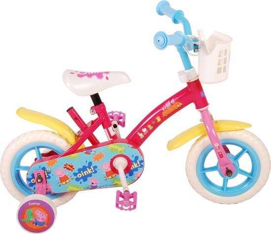 Nickelodeon Peppa Pig Kinderfiets - Meisjes - 10 inch - Roze/Blauw - Doortrapper
