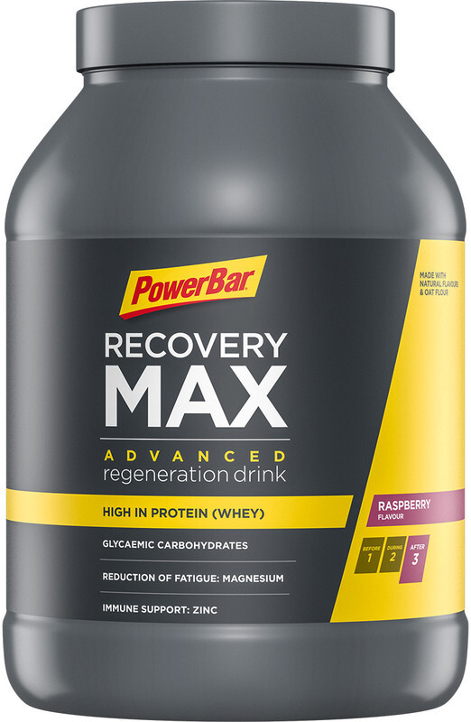 PowerBar Recovery Max Sportvoeding met basisprijs Raspberry Cooler 1144g geel/grijs