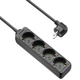 Allteq Stekkerdoos - 4-voudig - Zwart - 10 meter