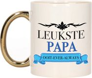 Bellatio Decorations Verjaardag cadeau mok - blauw - leukste papa ooit - gouden handvat - 300 ml - Vaderdag