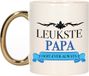 Bellatio Decorations Verjaardag cadeau mok - blauw - leukste papa ooit - gouden handvat - 300 ml - Vaderdag