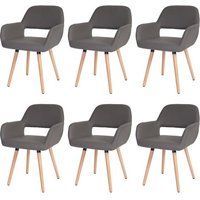 Générique HWC Set van 6 eetkamerstoelen HWC-A50 II, keukenstoel, retro jaren 50 design ~ kunstleer, grijs, lichte poten