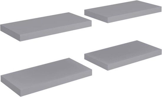 vidaXL Wandschappen zwevend 4 st 50x23,5x3,8 cm MDF grijs