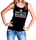 Bellatio Decorations Shoppartners Bv Zwart Door tot het Maximale tanktop / mouwloos shirt voor dames - Koningsdag kleding XL