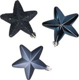 Decoris Kersthanger Sterren - 6 stuks - Donkerblauw - 7 cm - Kunststof