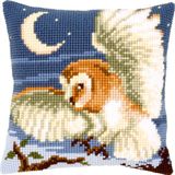 Vervaco Kruissteekkussen kit - Uil op jacht - 40 x 40 cm