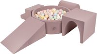 KiddyMoon Foam Speeltuin PPZP-OK30D-125 met ballen heather: pastelblauw-pastelgeel-wit-mint-poederroze 300 zwembad/club L/groef/tunnel/trap