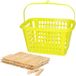 Merkloos / Sans marque Plastic Forte Wasknijpers ophangmandje met haak - groen - gevuld met 120x houten wasknijpers 7 cm - was ophangen