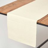 Homescapes Tafelloper van 100% Katoen, Crème, 44 x 178 cm