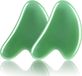 Gua Sha bord, 2 stuks jade steen gezichtsmassageapparaat, Guasha gezichtstool, groene kwarts natuurlijke massage tool voor anti-aging en vermindering van rimpels voor gezicht en ogen