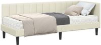 vidaXL Hoekbedframe met Matras en Hoofdeinde - Crème Fluweel