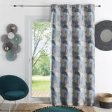 HomeMaison.com Meubelgordijn – Jaquard gordijn – linnen gordijn – verduisteringsgordijn – gordijn blauw artique, gordijn 140 x 260 cm