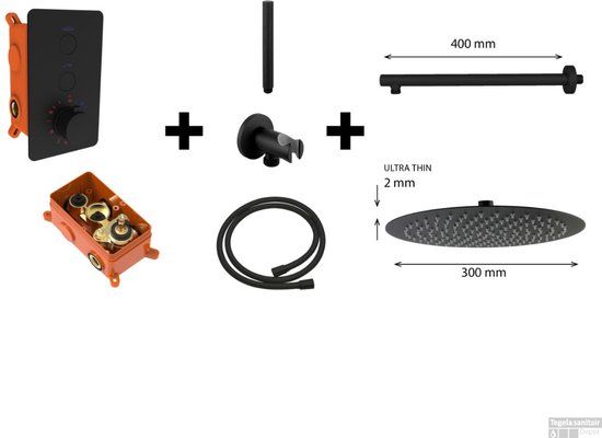 Best Design Clic-Nero-M-300 Inbouw Regendoucheset Mat Zwart