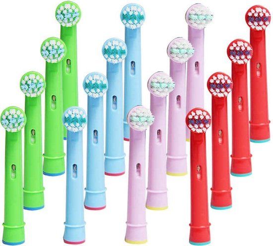 Vardaan EB-10A Opzetborstels Voor Kids - 16 stuks - Vervangende Opzetborstelkop Voor Kinderen - Voor Elektrische Tandenborstels - Opzetborstel Oral B - Junior - Zacht - Mondhygiëne